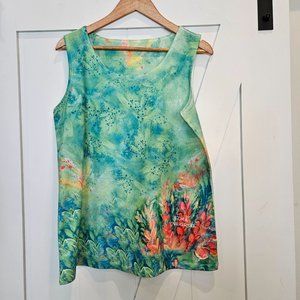 Leoma Lovegrove Turqouise Tank Top with Tropical Print Size XL